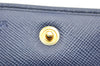 Authentic PRADA Vintage Saffiano Multic Leather Coin Case Purse Navy Blue 3731K