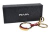 Authentic PRADA Vintage Logo Key Ring Charm Gold Plating Leather Box 3732K