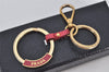 Authentic PRADA Vintage Logo Key Ring Charm Gold Plating Leather Box 3732K