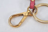 Authentic PRADA Vintage Logo Key Ring Charm Gold Plating Leather Box 3732K