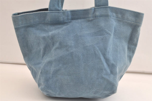 Authentic PRADA Canvas Vintage Tote Hand Bag Purse Light Blue 3734K