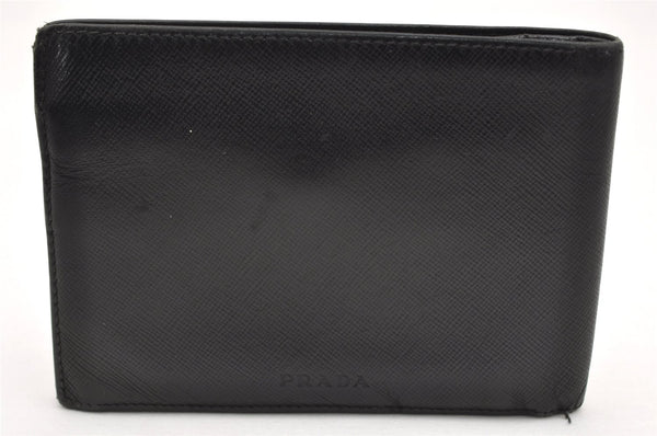 Authentic PRADA Saffiano Leather Vintage Bifold Wallet Purse Black 3735K