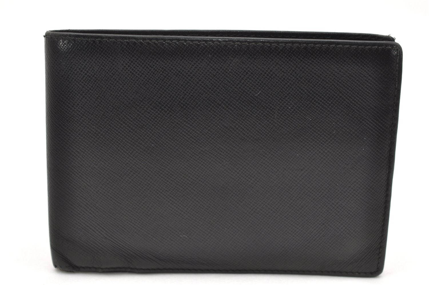 Authentic PRADA Saffiano Leather Vintage Bifold Wallet Purse Black 3735K