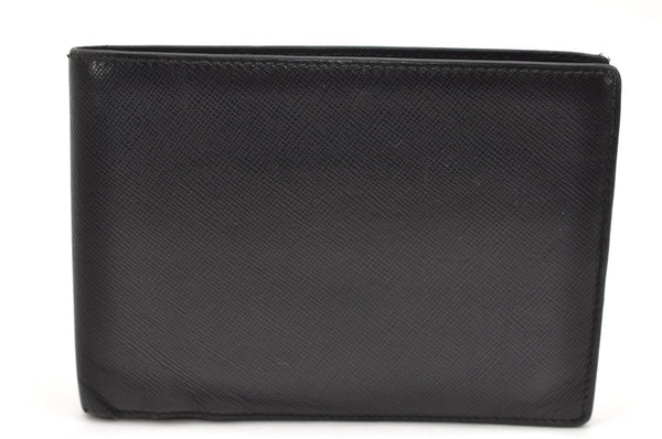 Authentic PRADA Saffiano Leather Vintage Bifold Wallet Purse Black 3735K