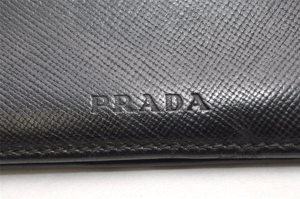 Authentic PRADA Saffiano Leather Vintage Bifold Wallet Purse Black 3735K