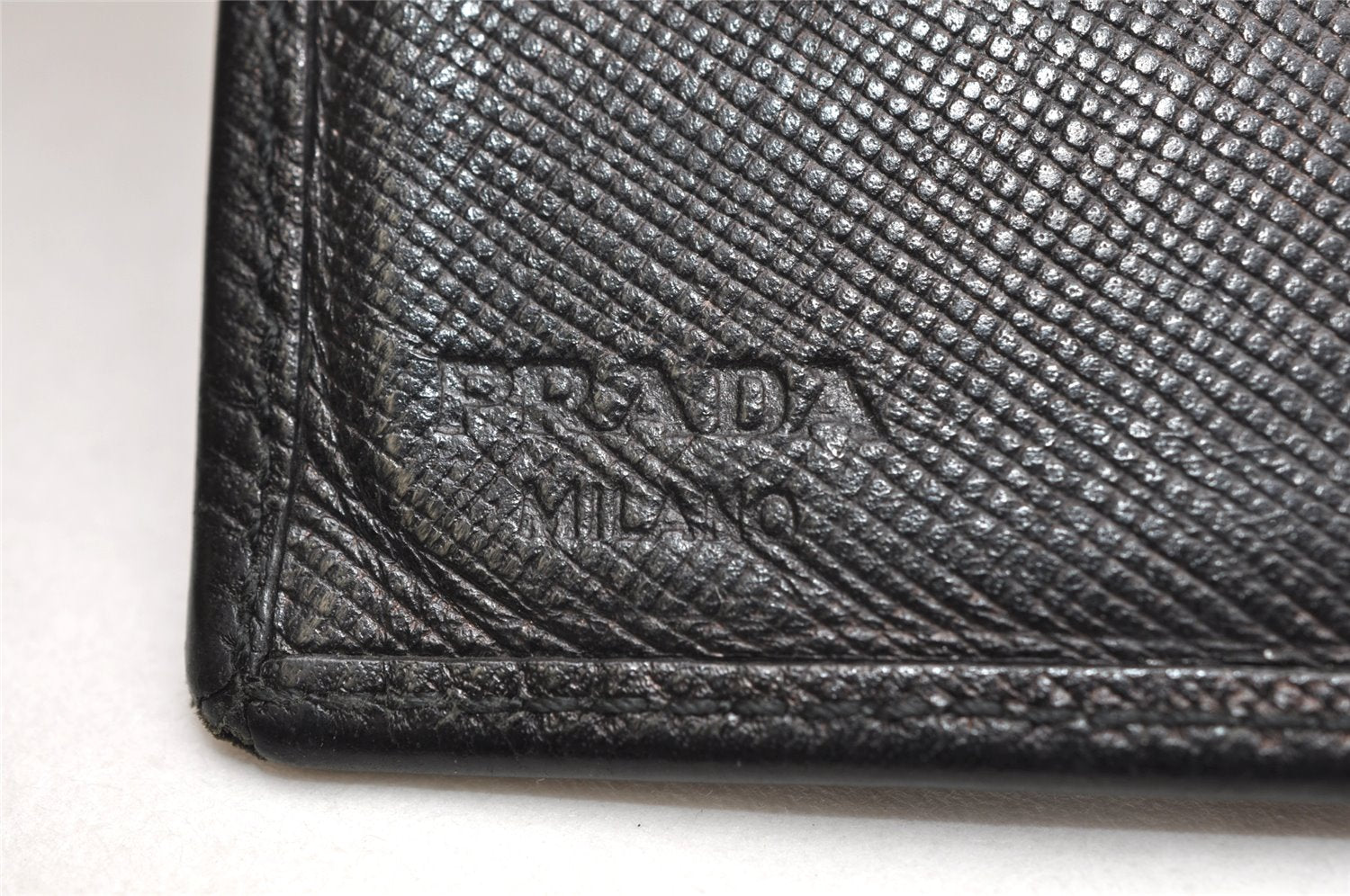 Authentic PRADA Saffiano Leather Vintage Bifold Wallet Purse Black 3735K