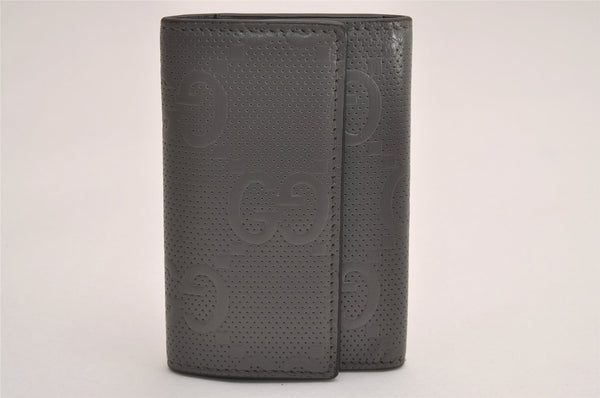 Authentic GUCCI Jumbo GG Emboss 6 Hooks Key Case Purse Leather 625565 Gray 3736J