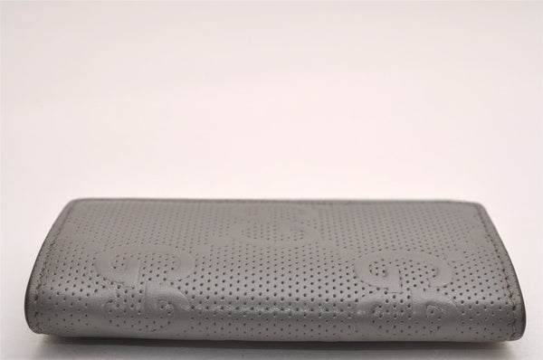 Authentic GUCCI Jumbo GG Emboss 6 Hooks Key Case Purse Leather 625565 Gray 3736J