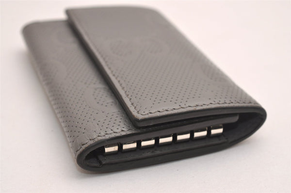 Authentic GUCCI Jumbo GG Emboss 6 Hooks Key Case Purse Leather 625565 Gray 3736J