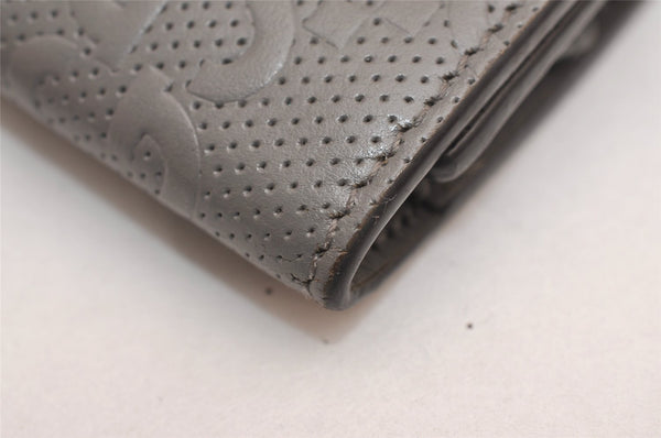 Authentic GUCCI Jumbo GG Emboss 6 Hooks Key Case Purse Leather 625565 Gray 3736J