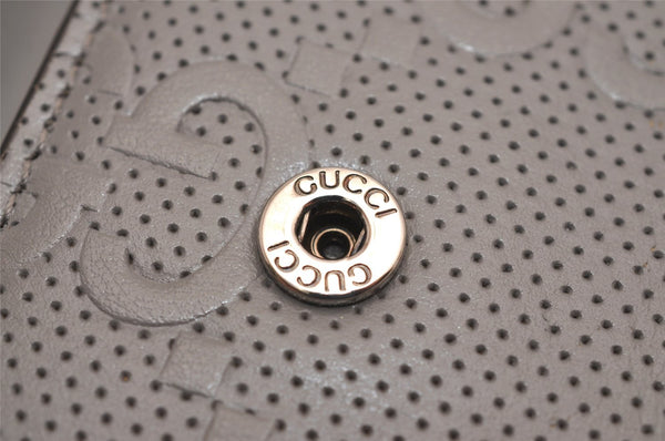 Authentic GUCCI Jumbo GG Emboss 6 Hooks Key Case Purse Leather 625565 Gray 3736J