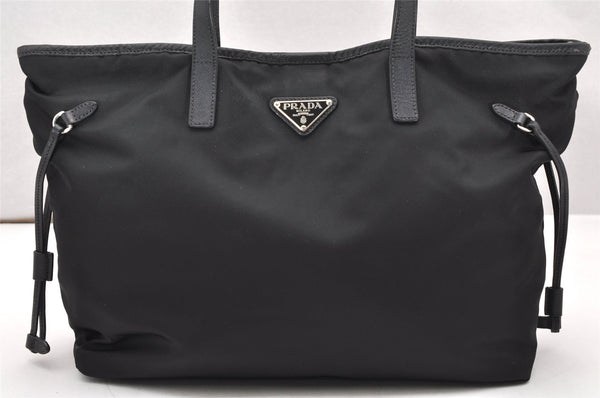 Authentic PRADA Nylon Tessuto Saffiano Leather 2Way Tote Bag Black 3736K