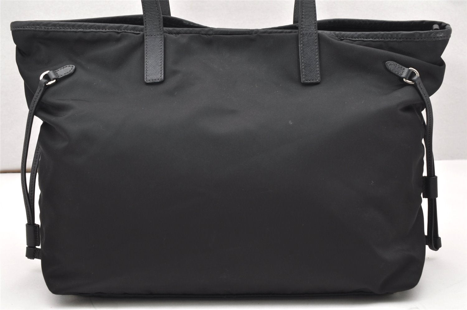 Authentic PRADA Nylon Tessuto Saffiano Leather 2Way Tote Bag Black 3736K