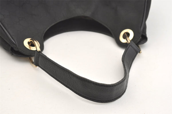 Authentic GUCCI Shoulder Hand Bag Purse GG Nylon Leather 257268 Black 3737J