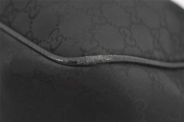 Authentic GUCCI Shoulder Hand Bag Purse GG Nylon Leather 257268 Black 3737J