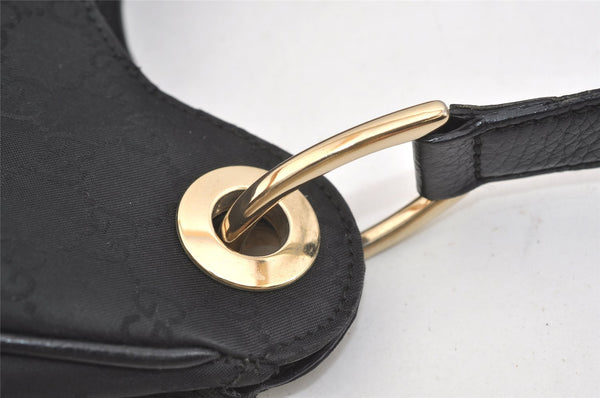 Authentic GUCCI Shoulder Hand Bag Purse GG Nylon Leather 257268 Black 3737J