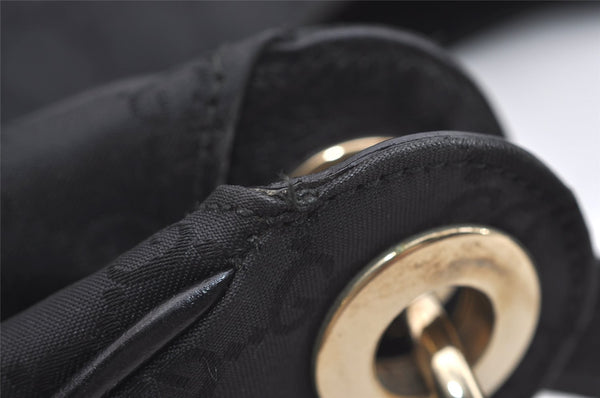 Authentic GUCCI Shoulder Hand Bag Purse GG Nylon Leather 257268 Black 3737J