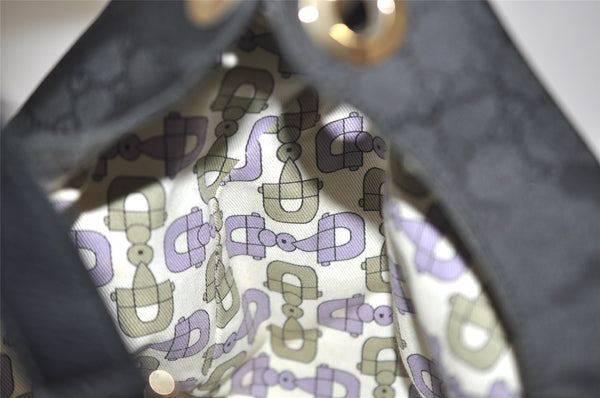 Authentic GUCCI Shoulder Hand Bag Purse GG Nylon Leather 257268 Black 3737J