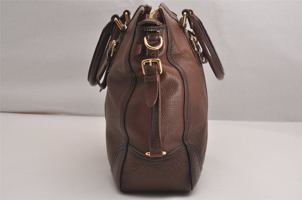 Authentic PRADA Vintage Leather Nappa 2Way Shoulder Hand Tote Bag Brown 3738J