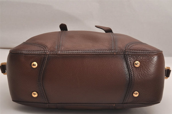 Authentic PRADA Vintage Leather Nappa 2Way Shoulder Hand Tote Bag Brown 3738J