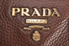 Authentic PRADA Vintage Leather Nappa 2Way Shoulder Hand Tote Bag Brown 3738J