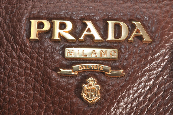 Authentic PRADA Vintage Leather Nappa 2Way Shoulder Hand Tote Bag Brown 3738J