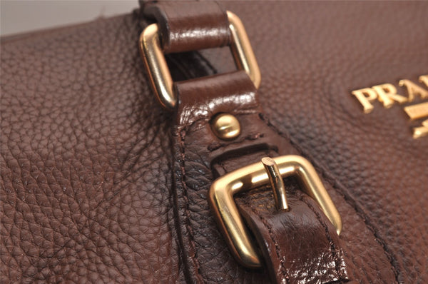 Authentic PRADA Vintage Leather Nappa 2Way Shoulder Hand Tote Bag Brown 3738J