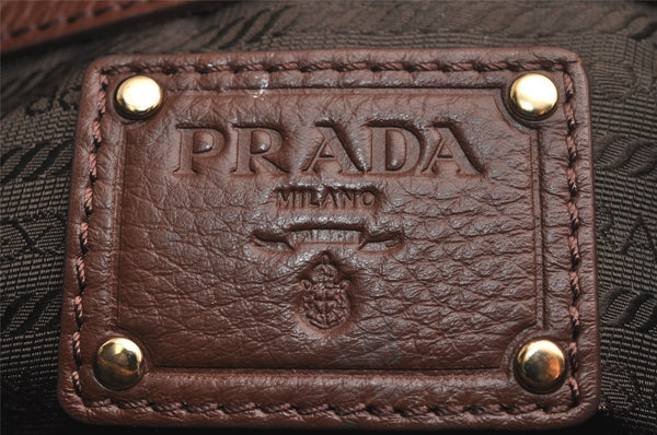 Authentic PRADA Vintage Leather Nappa 2Way Shoulder Hand Tote Bag Brown 3738J