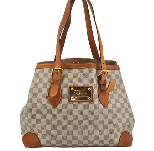 Authentic Louis Vuitton Damier Azur Hampstead MM N51206 Shoulder Tote Bag 3739J
