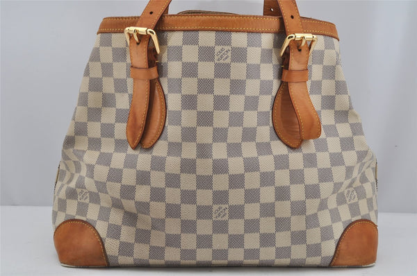 Authentic Louis Vuitton Damier Azur Hampstead MM N51206 Shoulder Tote Bag 3739J