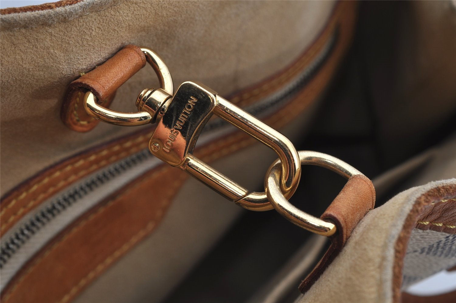 Authentic Louis Vuitton Damier Azur Hampstead MM N51206 Shoulder Tote Bag 3739J