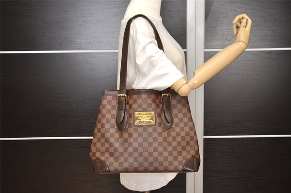 Authentic Louis Vuitton Damier Hampstead MM Shoulder Tote Bag N51204 LV 3740J