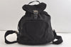 Authentic PRADA Nylon Tessuto Leather Drawstring Backpack Purse Black 3740K