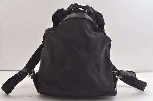 Authentic PRADA Nylon Tessuto Leather Drawstring Backpack Purse Black 3740K