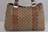 Authentic GUCCI Bamboo Shoulder Hand Bag GG Canvas Leather 232947 Brown 3741J