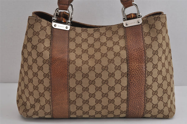 Authentic GUCCI Bamboo Shoulder Hand Bag GG Canvas Leather 232947 Brown 3741J