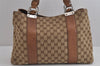 Authentic GUCCI Bamboo Shoulder Hand Bag GG Canvas Leather 232947 Brown 3741J