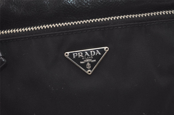 Authentic PRADA Nylon Tessuto Leather Shoulder Cross Body Bag Purse Black 3741K