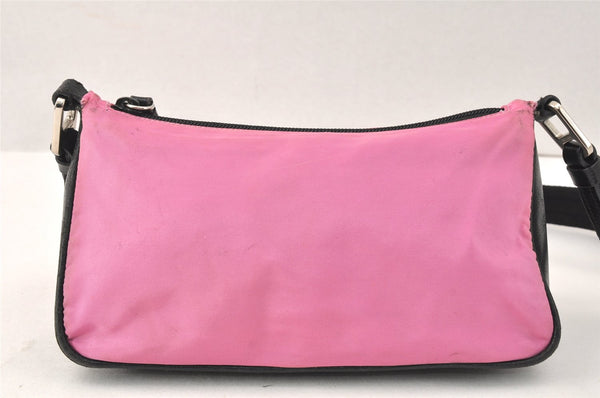 Authentic PRADA Nylon Tessuto Leather Shoulder Bag Purse Pink Black 3742K