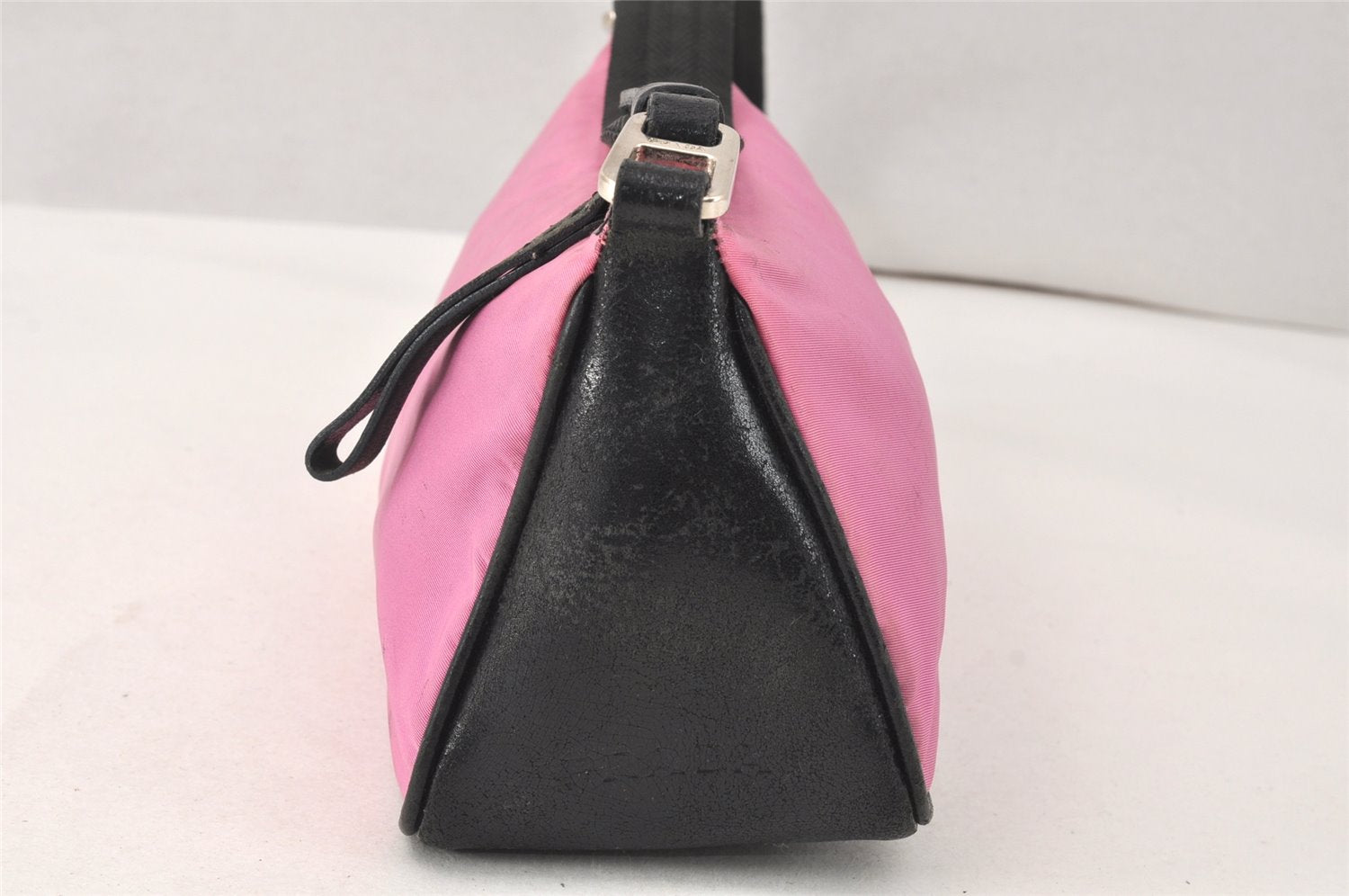 Authentic PRADA Nylon Tessuto Leather Shoulder Bag Purse Pink Black 3742K