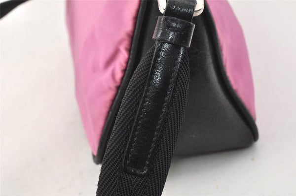 Authentic PRADA Nylon Tessuto Leather Shoulder Bag Purse Pink Black 3742K