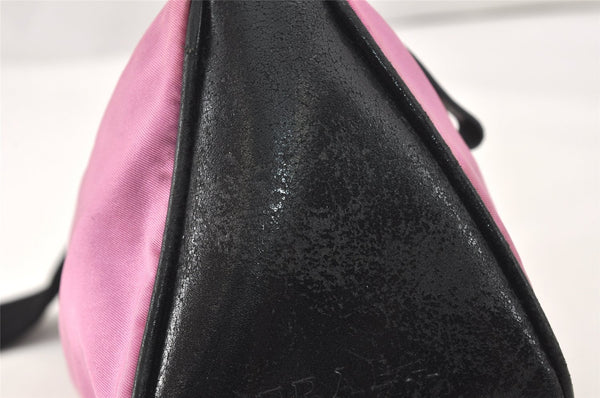 Authentic PRADA Nylon Tessuto Leather Shoulder Bag Purse Pink Black 3742K