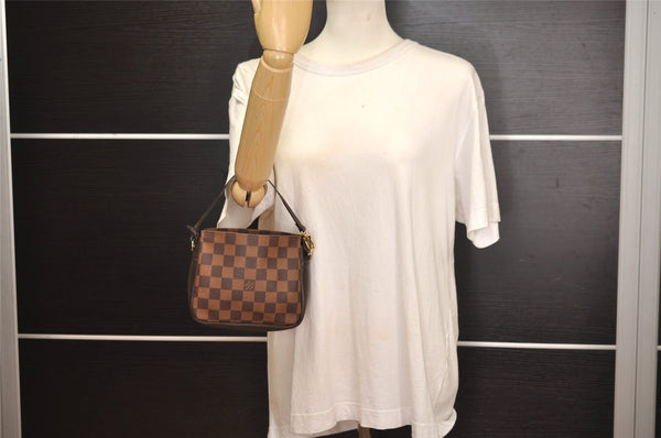 Authentic Louis Vuitton Damier Trousse Makeup Hand Bag Pouch N51982 Junk 3745J