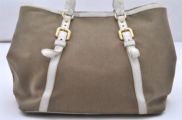 Authentic PRADA Canvas Leather Logo 2Way Shoulder Hand Bag Beige 3746K