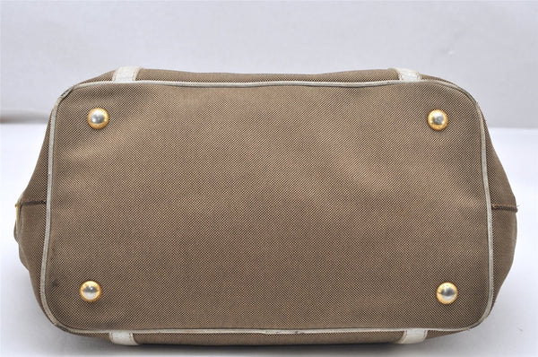 Authentic PRADA Canvas Leather Logo 2Way Shoulder Hand Bag Beige 3746K