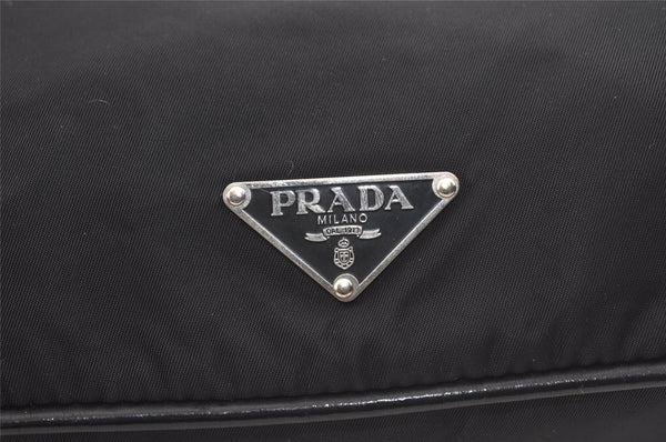 Authentic PRADA Vintage Nylon Tessuto Leather Hand Bag Pouch Purse Black 3747K