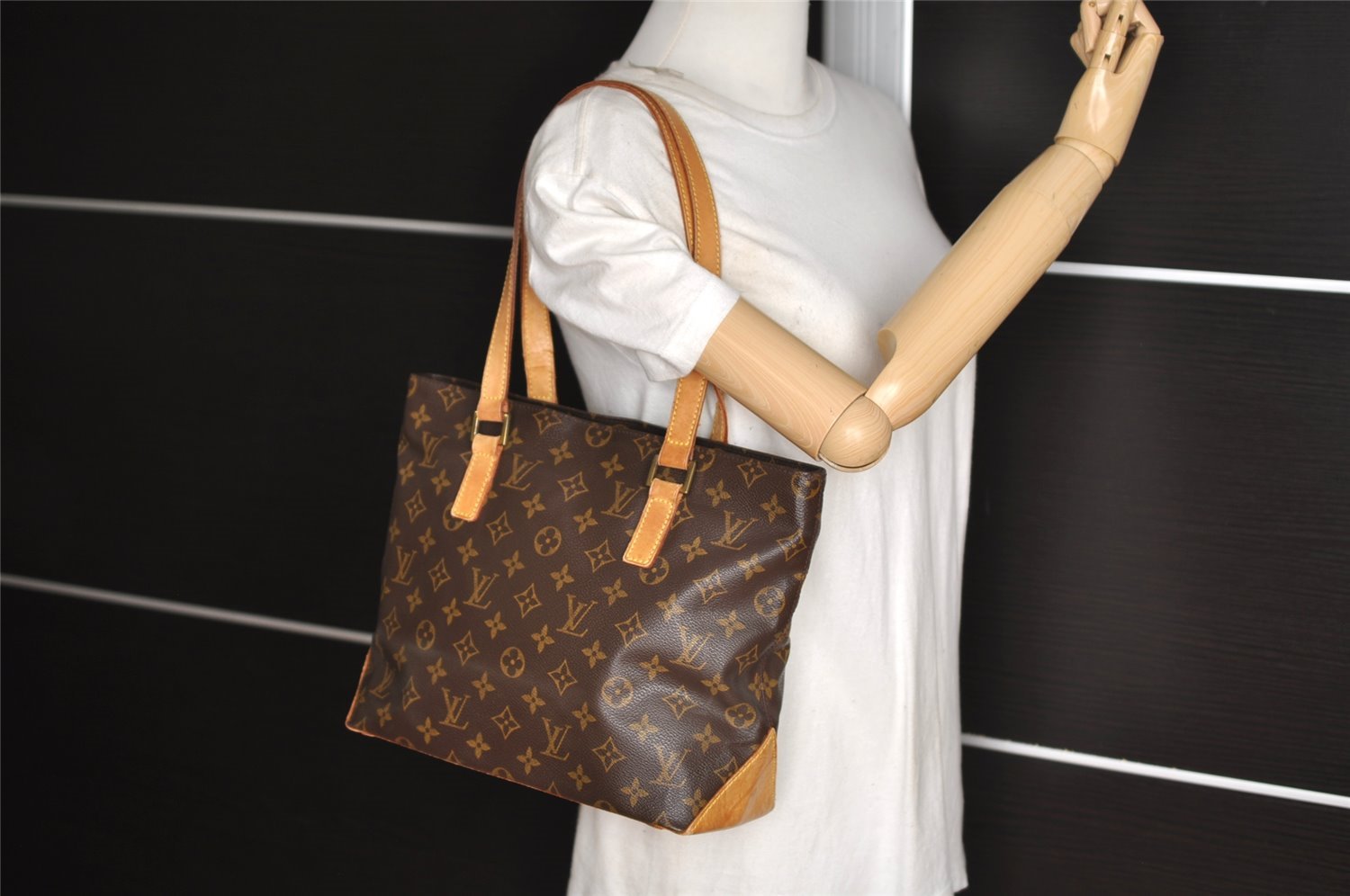 Authentic Louis Vuitton Monogram Cabas Piano Shoulder Tote Bag M51148 LV 3751J