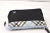 Authentic BURBERRY BLUE LABEL Check Pouch Purse Canvas Leather Black 3751K