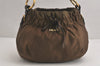 Authentic PRADA Tessuto Bow Ribbon Nylon Leather Shoulder Hand Bag Brown 3752K