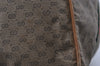 Authentic GUCCI Web Sherry Line Micro GG PVC Leather Boston Bag Brown 3753I